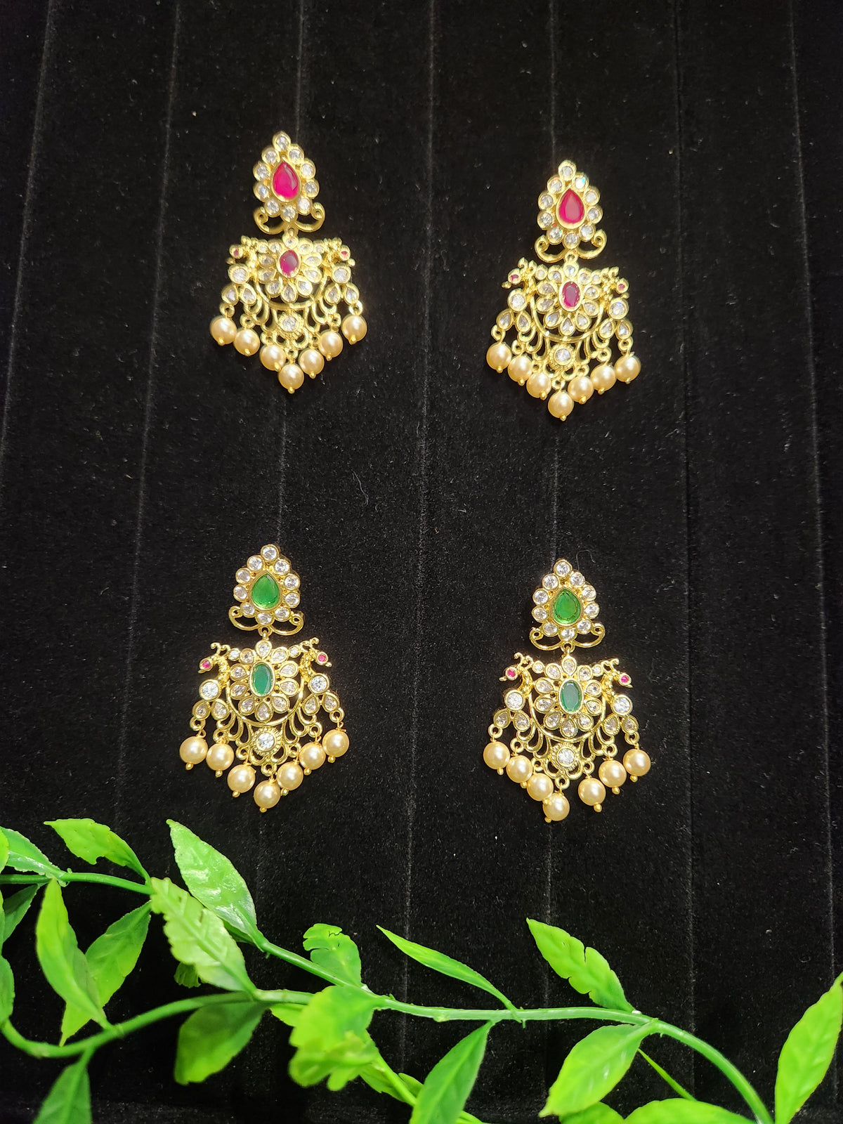 Gold Finish CZ Floral Earrings