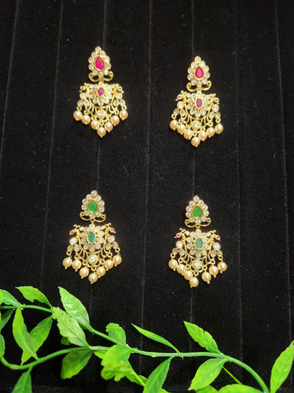 Gold Finish CZ Floral Earrings