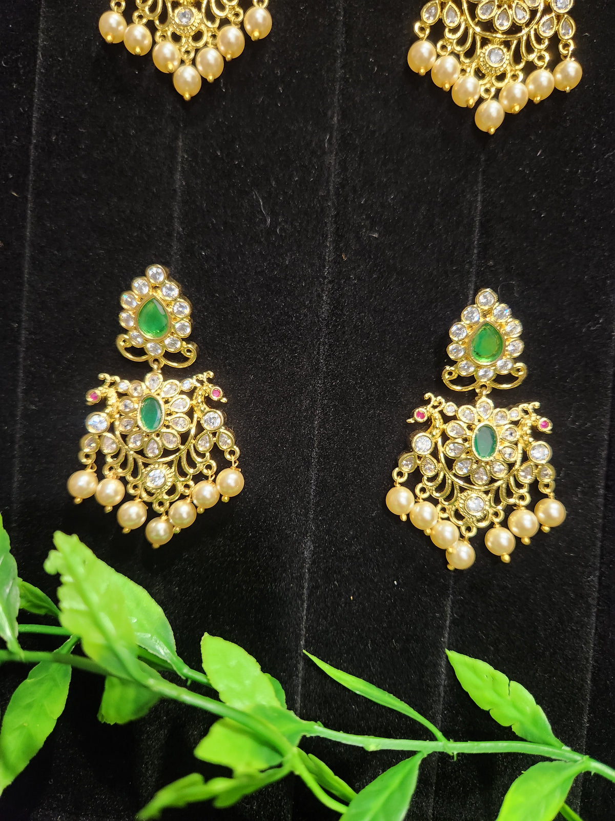 Gold Finish CZ Floral Earrings