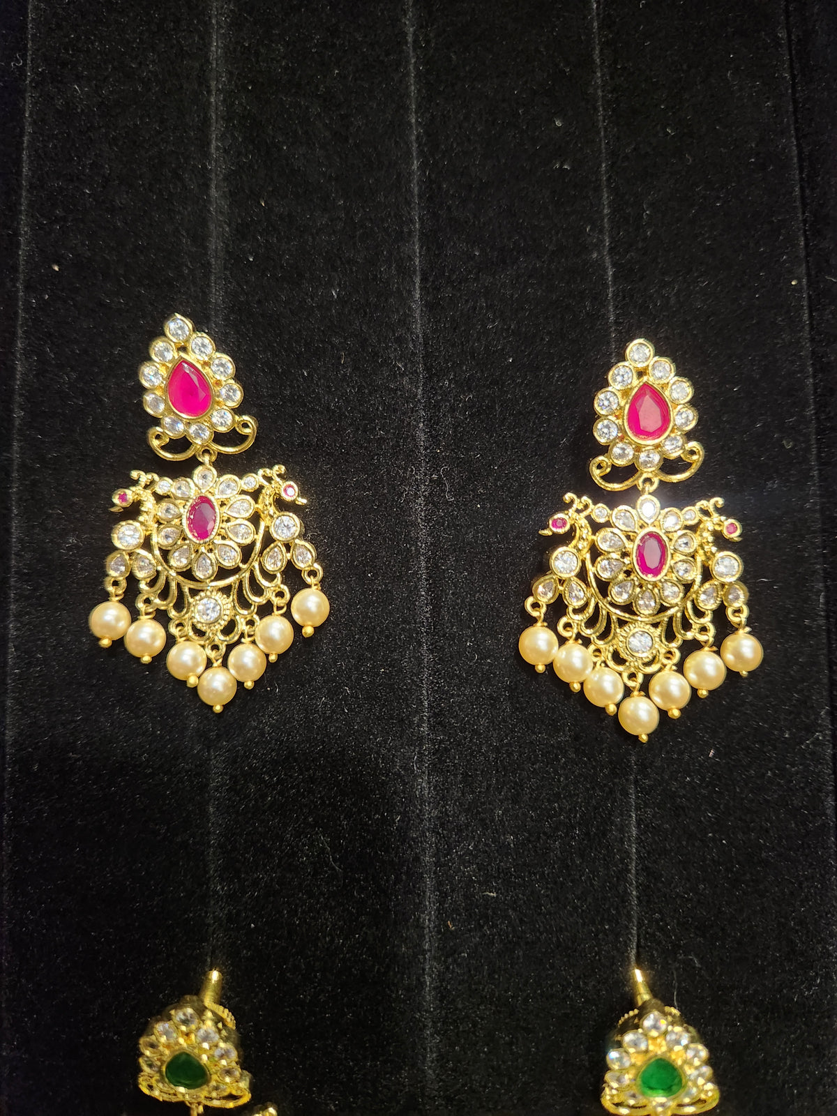Gold Finish CZ Floral Earrings