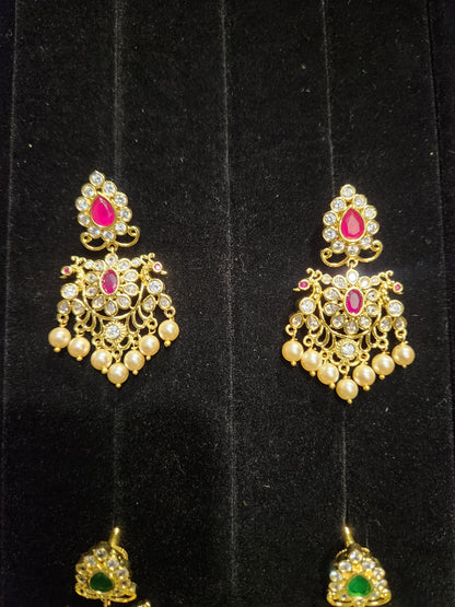 Gold Finish CZ Floral Earrings