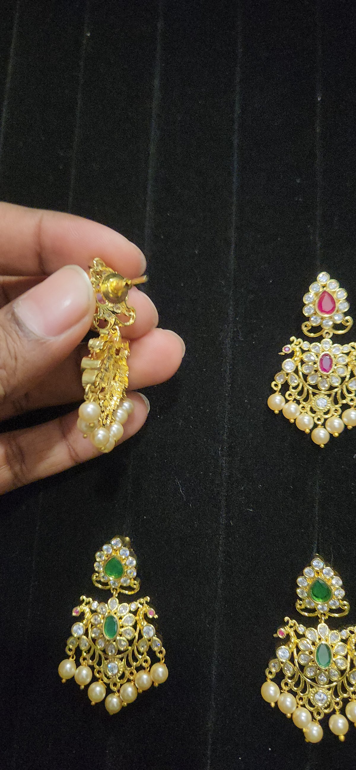 Gold Finish CZ Floral Earrings