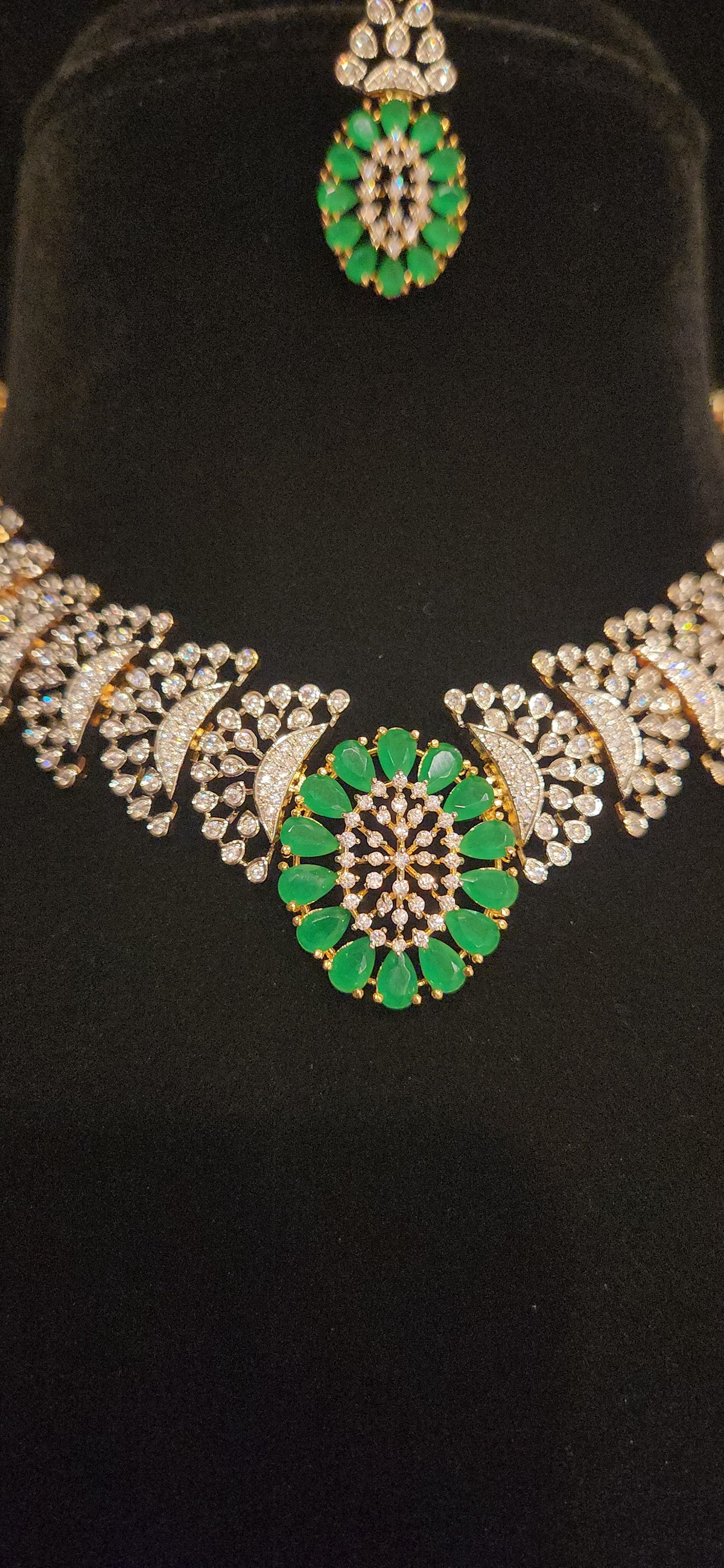 Ruby CZ Designer Necklace Set