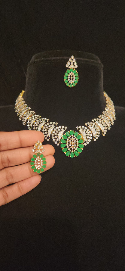 Ruby CZ Designer Necklace Set