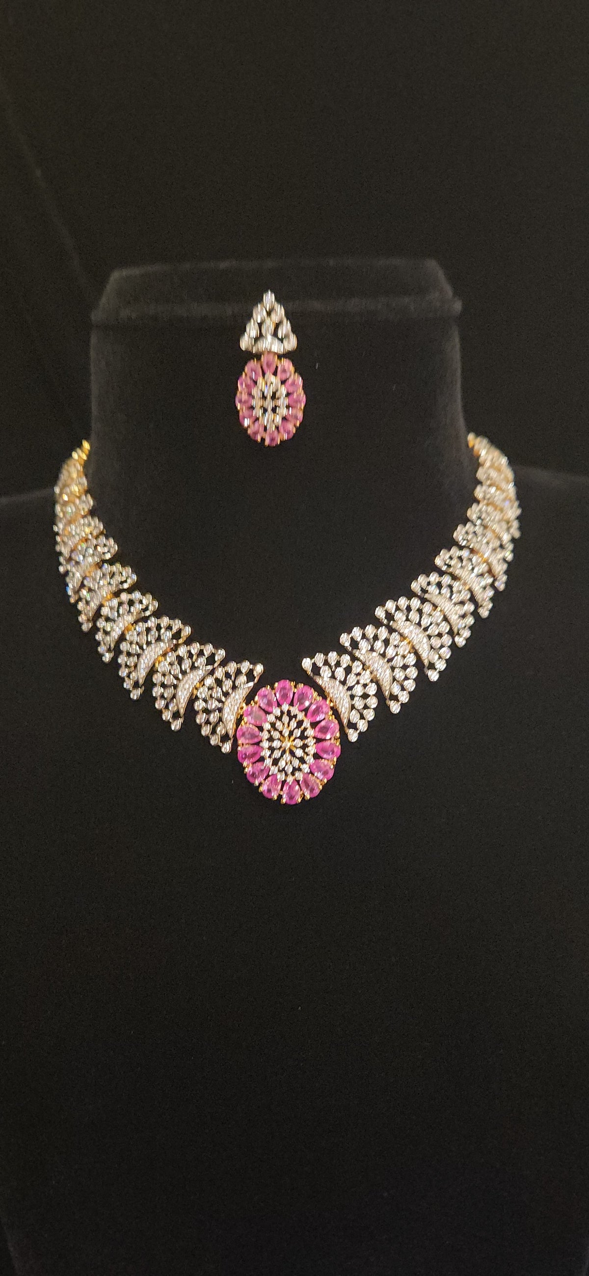 Ruby CZ Designer Necklace Set