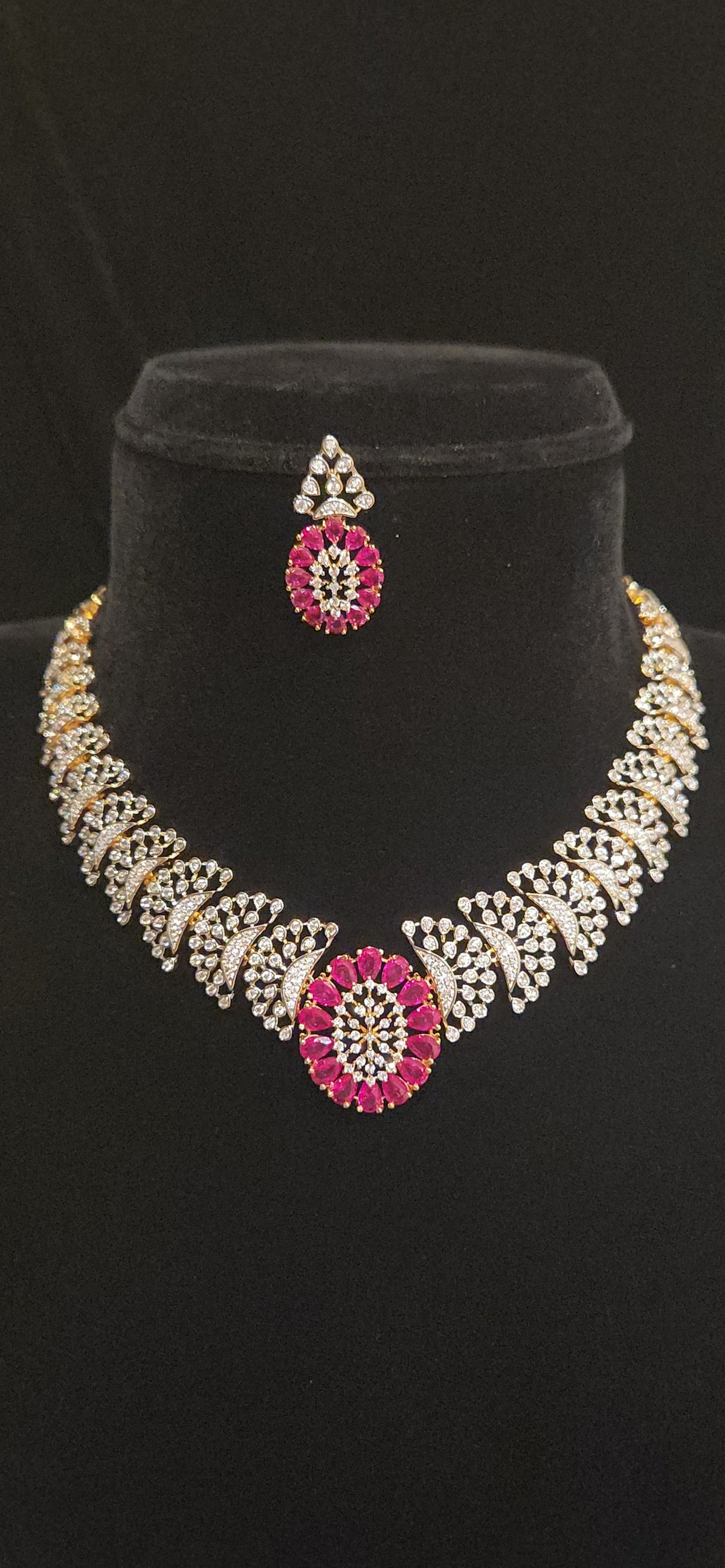 Ruby CZ Designer Necklace Set