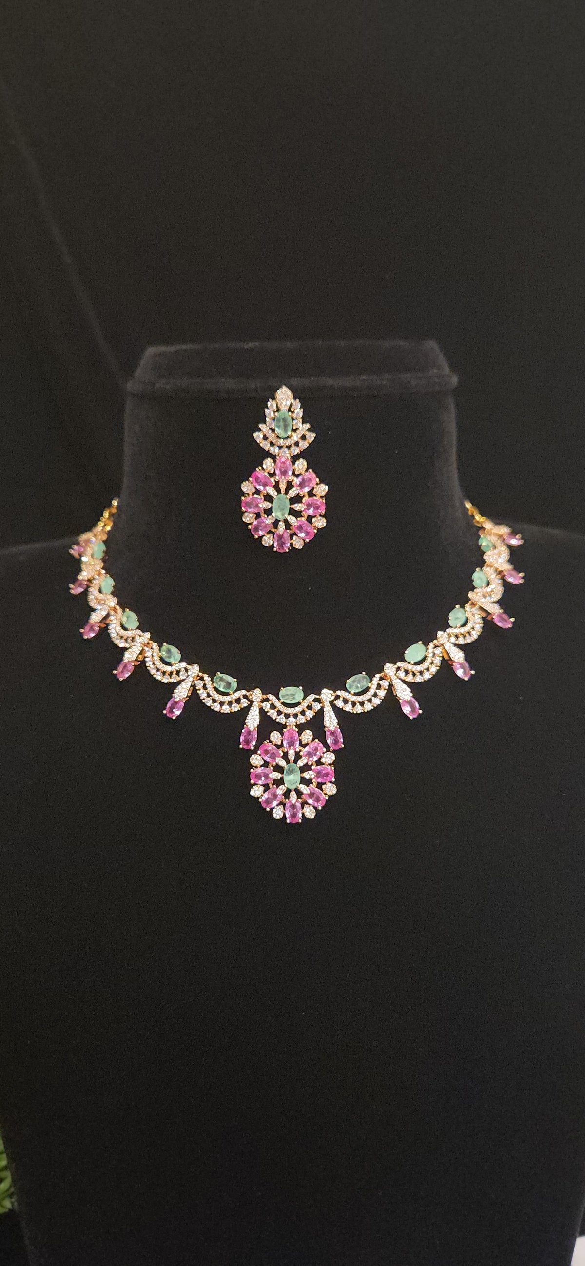 Multicolor Stone Floral Designer Necklace Set