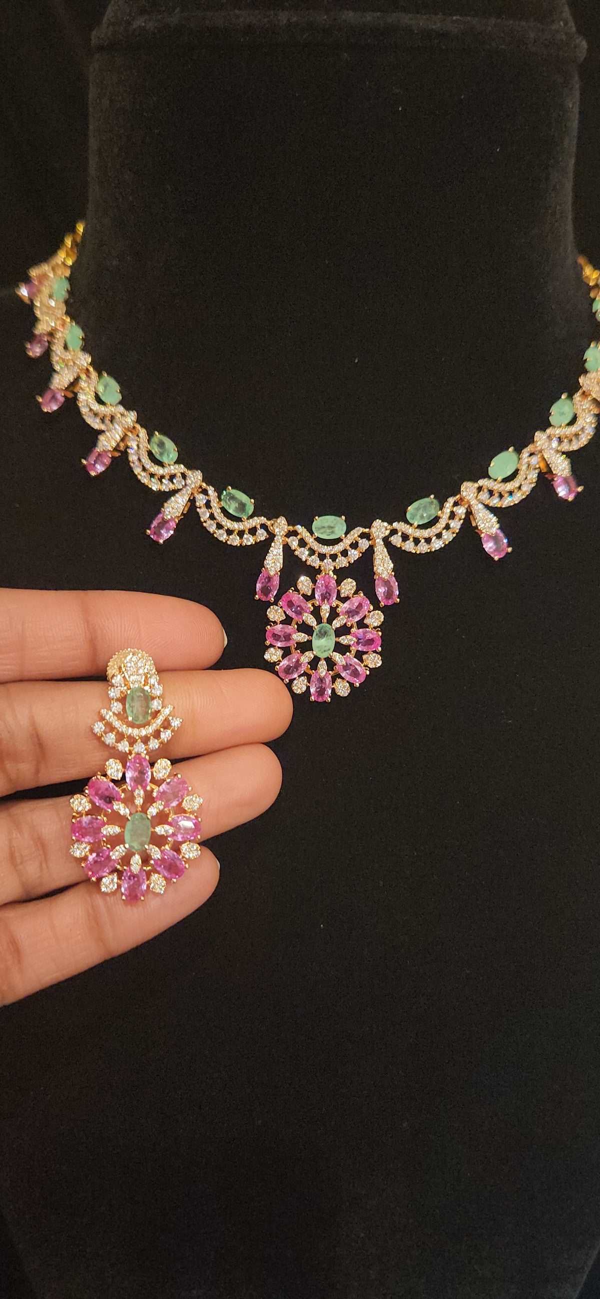 Multicolor Stone Floral Designer Necklace Set