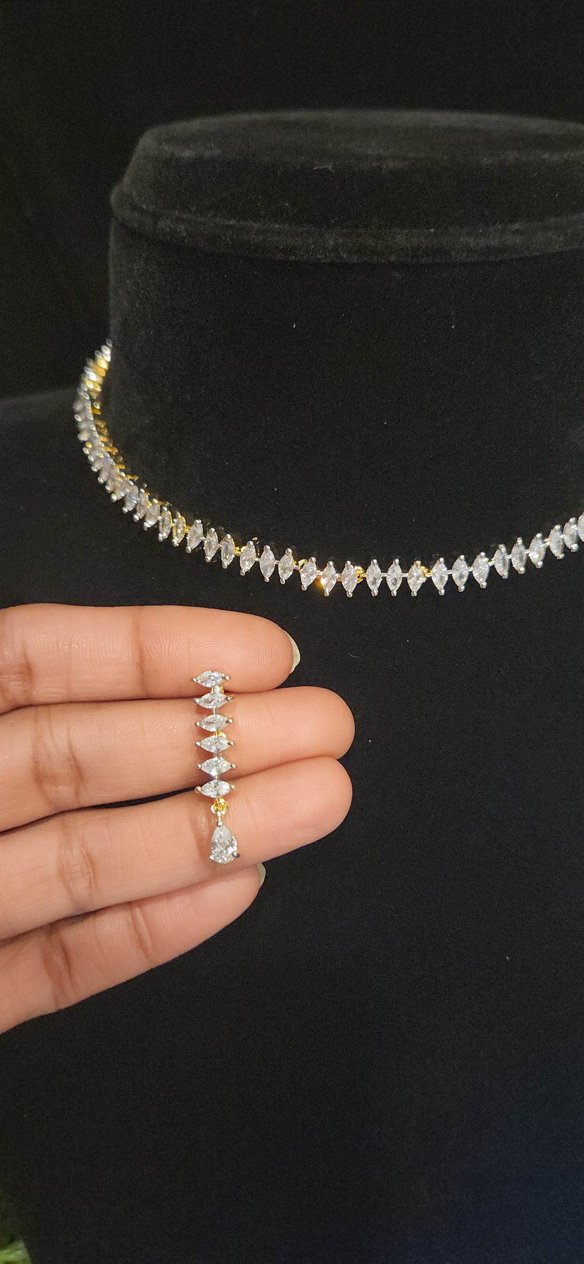 Diamond-Shaped CZ Cute Necklace Set