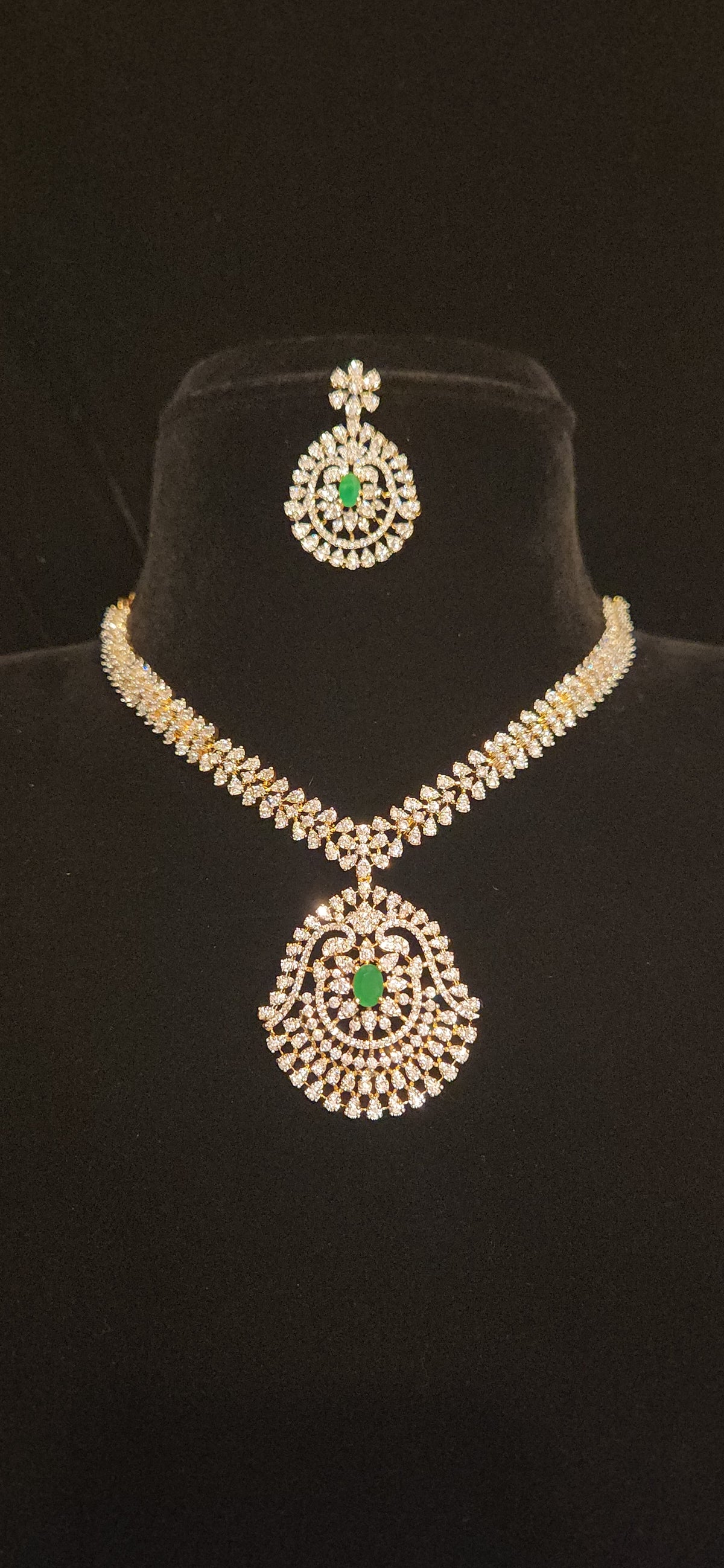 CZ Floral Centre Motif Necklace Set
