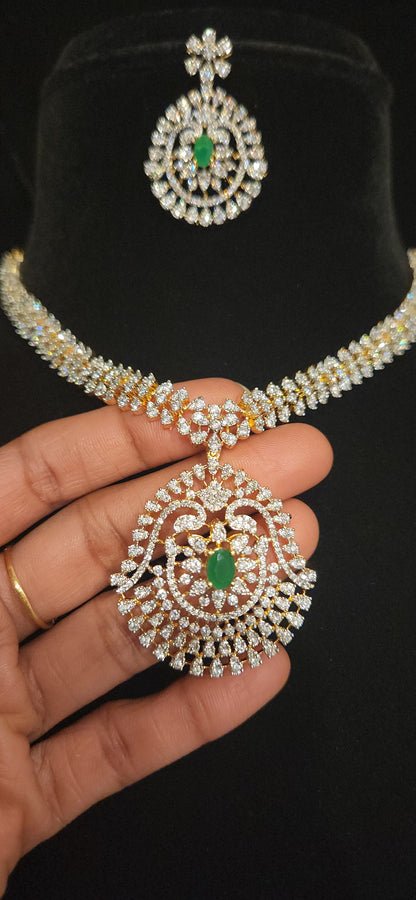 CZ Floral Centre Motif Necklace Set