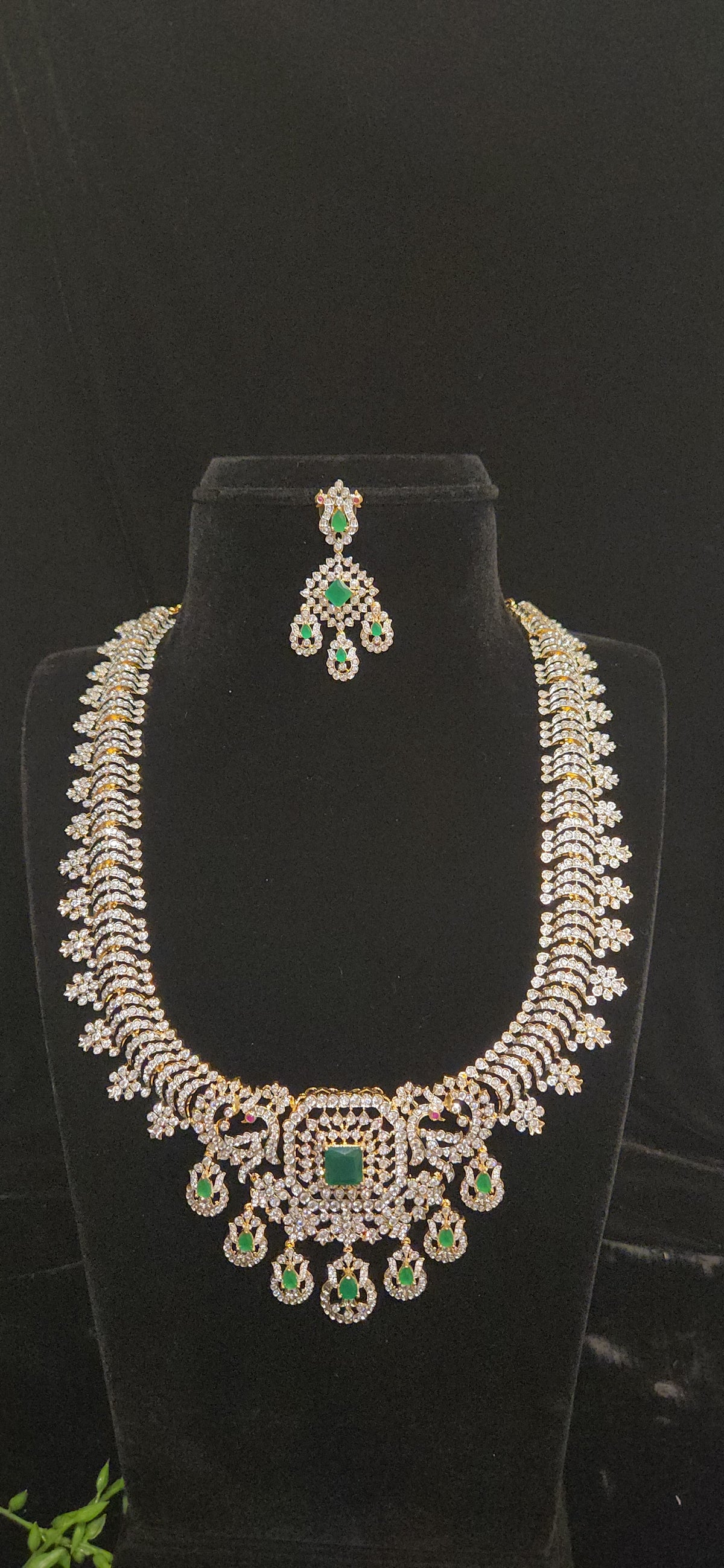 Lavish CZ Mini Haram with peacock pendant
