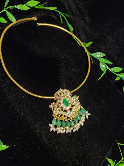 2 in 1 Floral Peacock Kundan Kante