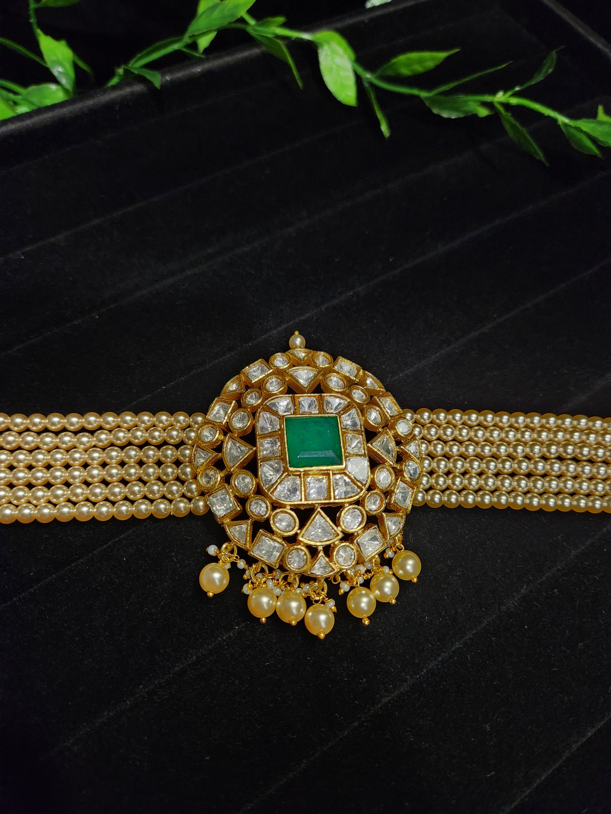 Pearl Hip Chain with Moissanite Brooch