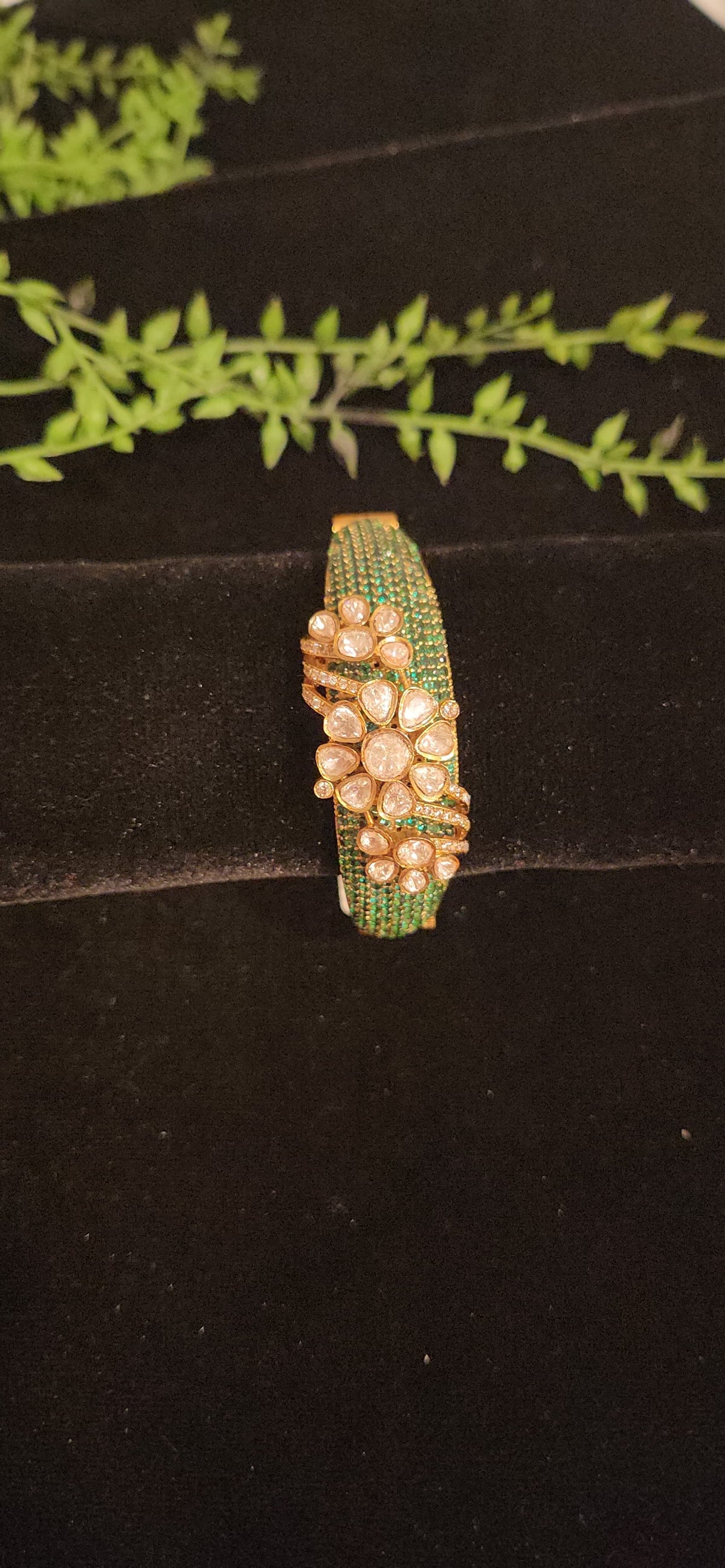Floral Moissanite Green Stone Bracelet