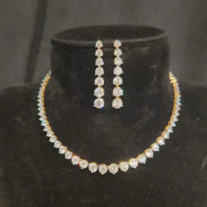 Lavish Gold finish Solitaire Neckset