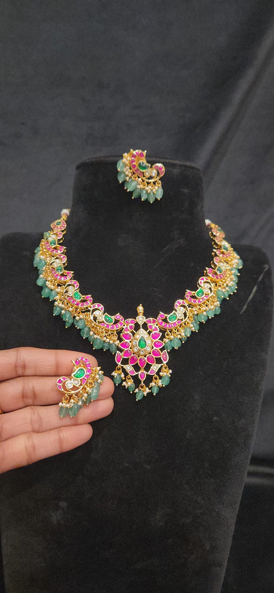 Traditional Kundan peacock theme Necklace Set