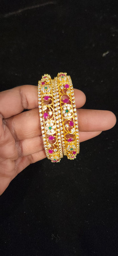 Vibrant CZ floral bangles in multi color