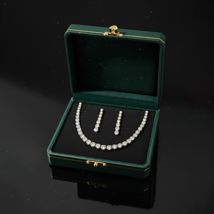 Lavish Gold finish Solitaire Neckset