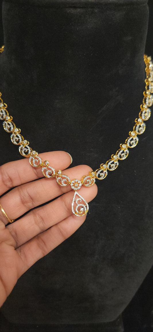 Radiant Mango Design CZ Motif Necklace Set