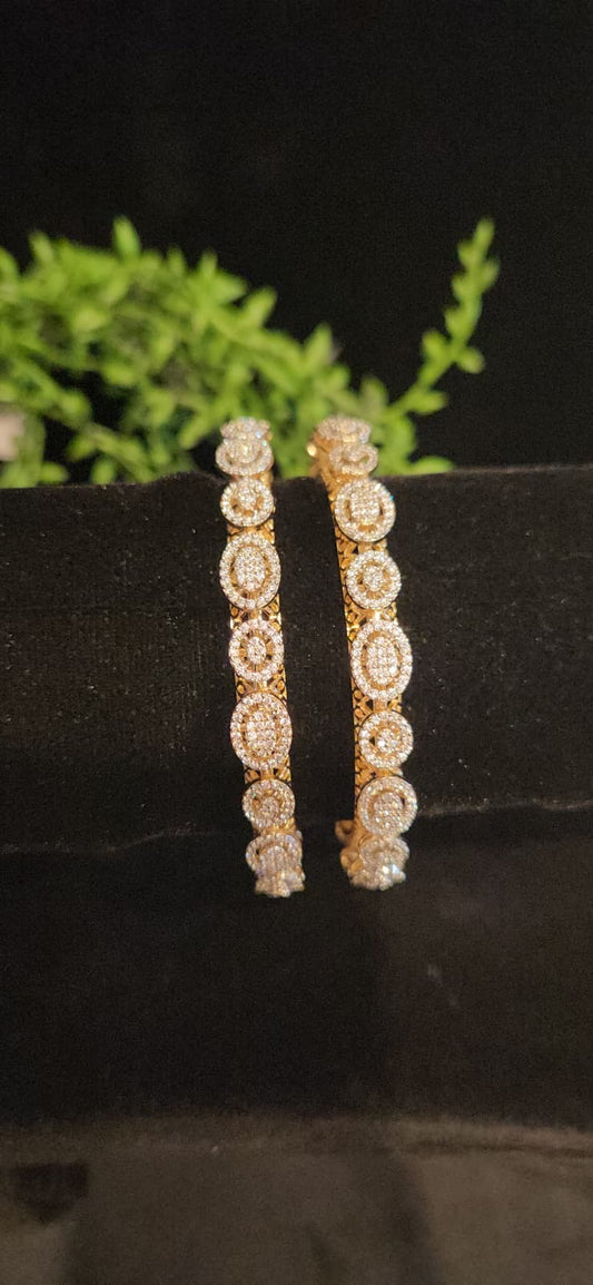 Elegant Handcrafted Oval Shape CZ Bangles