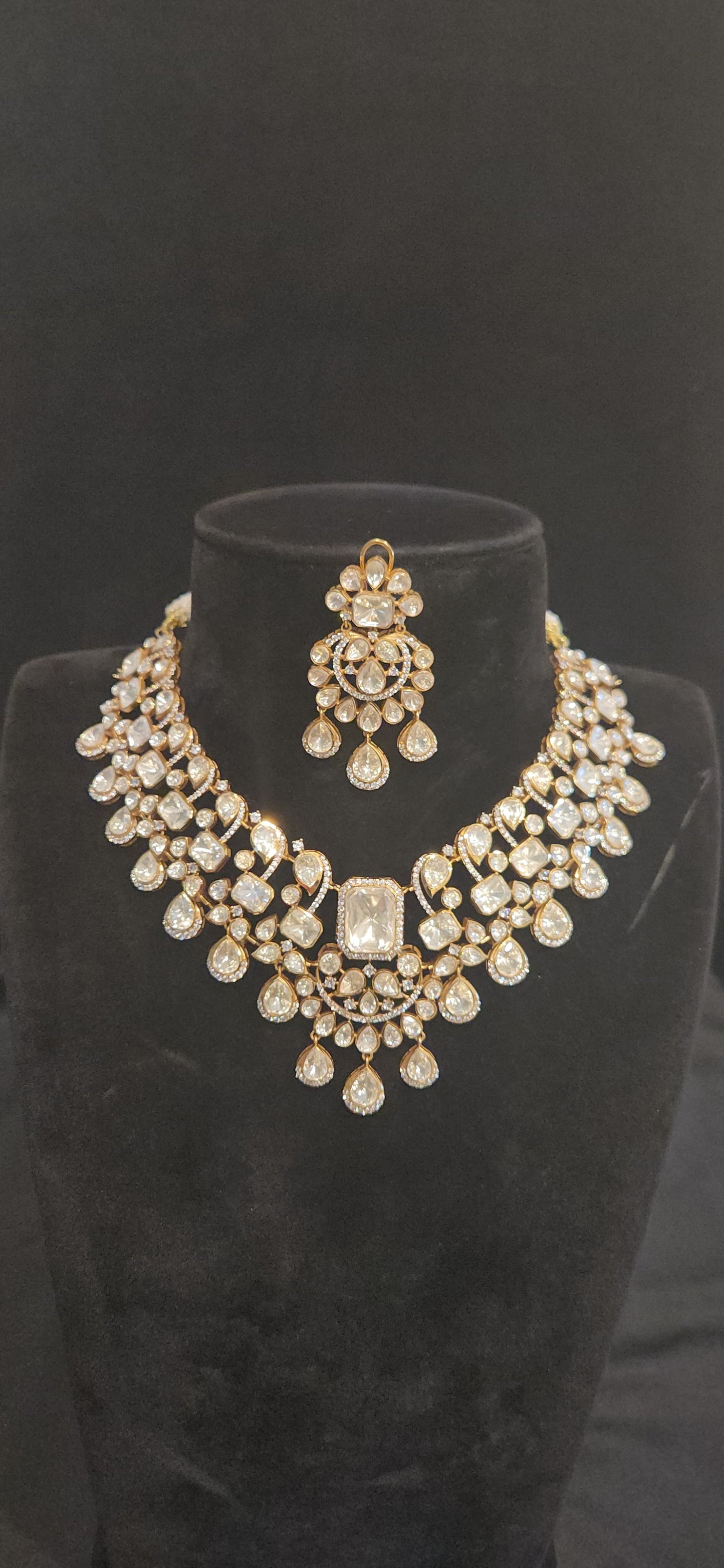 Moissanite Chandbali Necklace Set