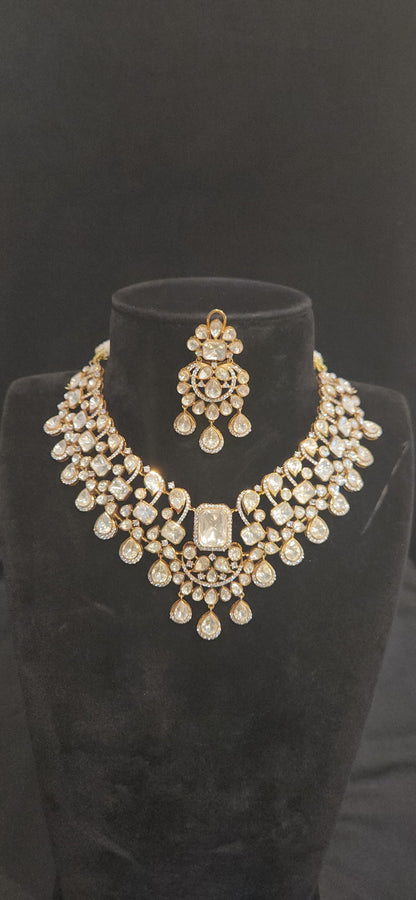 Moissanite Chandbali Necklace Set