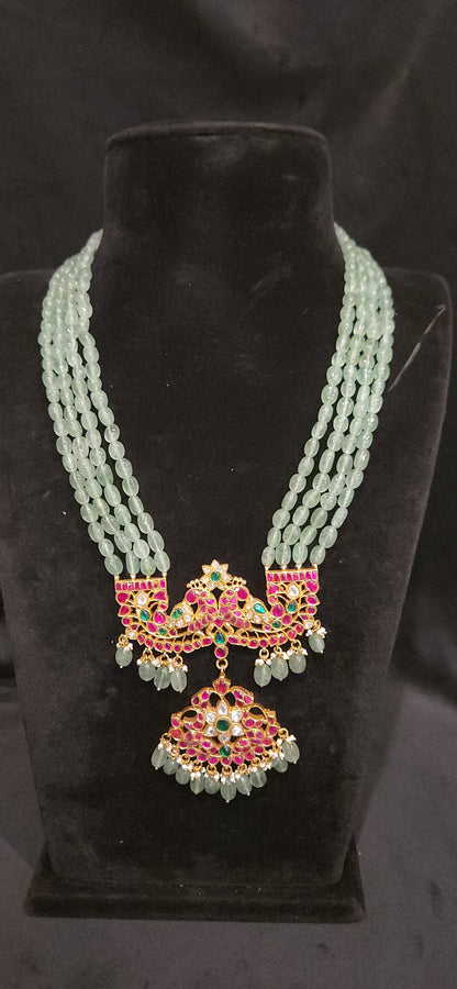 Elegant Strawberry Beads Jadau Kundan Rani haram