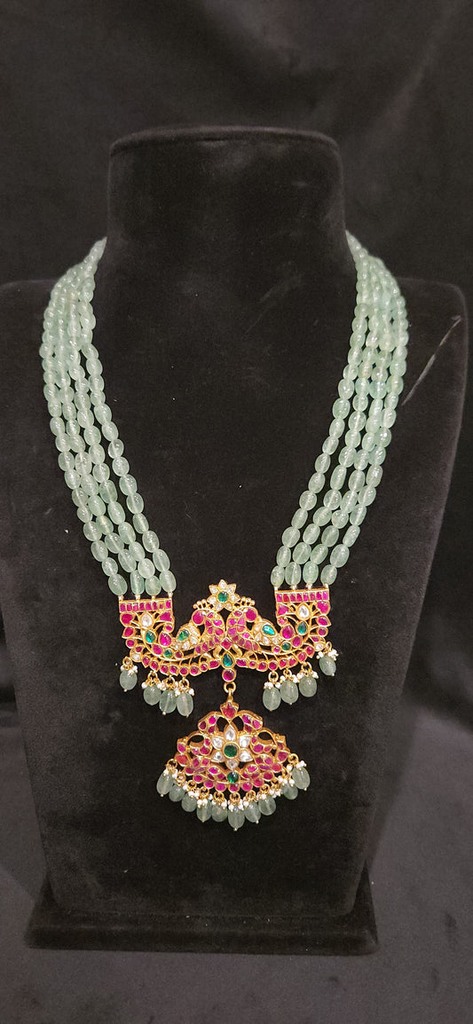 Elegant Strawberry Beads Jadau Kundan Rani haram
