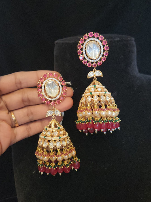 Polki Moissanite Jhumkas