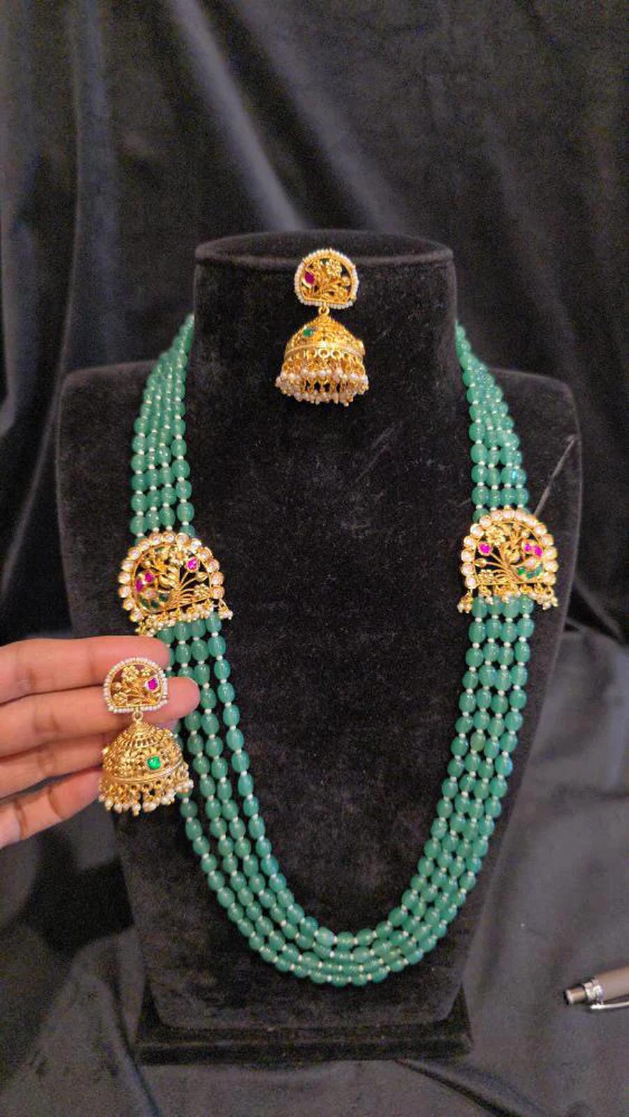 Victorian 4 Layer Green Beads Haram