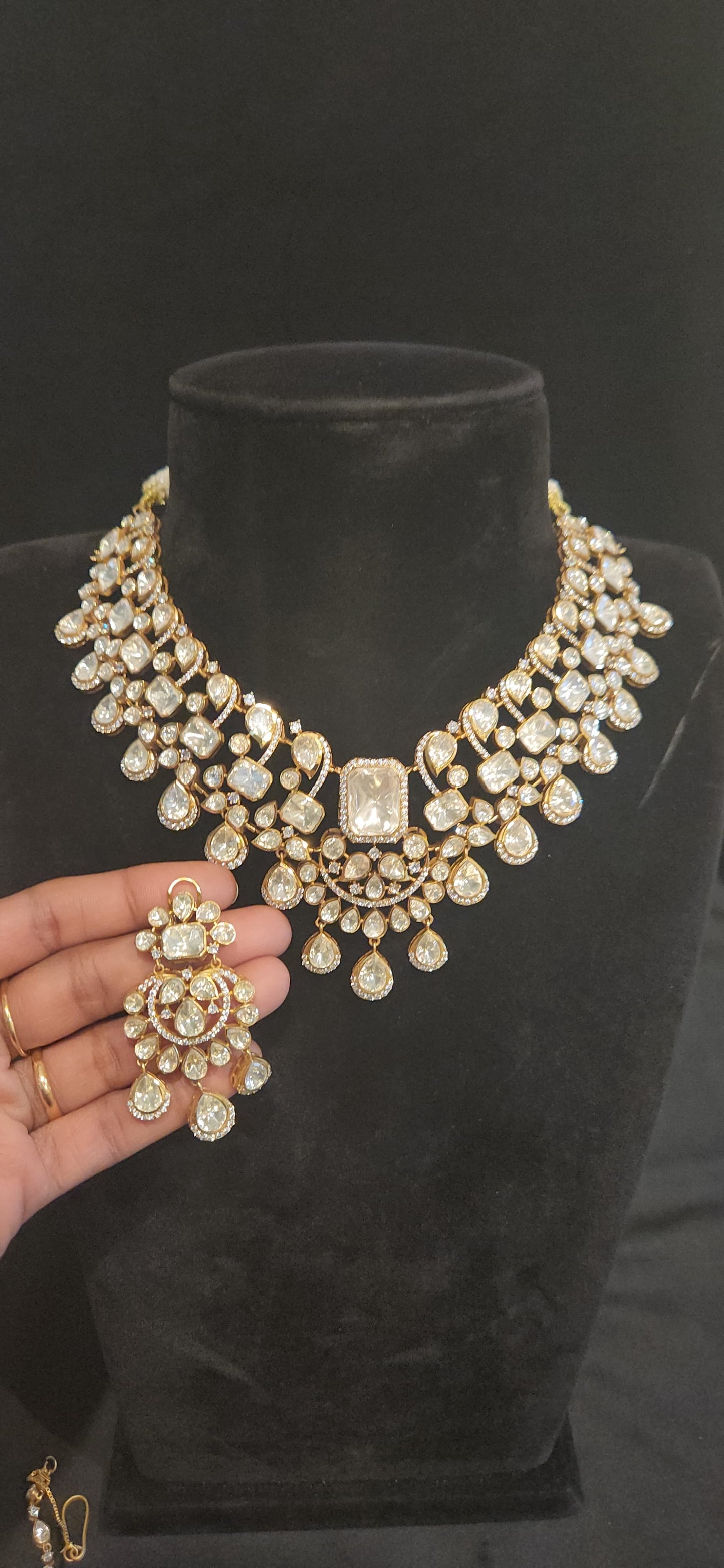 Moissanite Chandbali Necklace Set