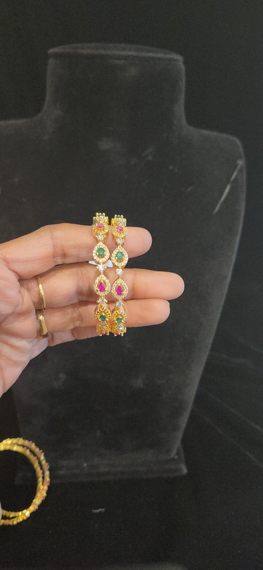 Dazzling CZ Tear Drop Design Bangle