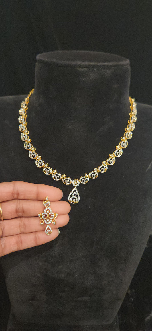 Radiant Mango Design CZ Motif Necklace Set