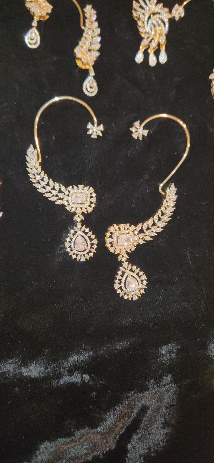 Gold Finish CZ Crystal Drop Earrings