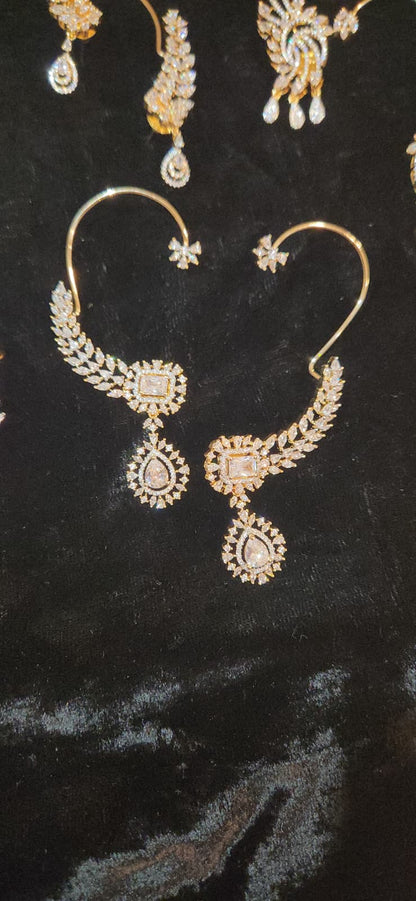 Gold Finish CZ Crystal Drop Earrings