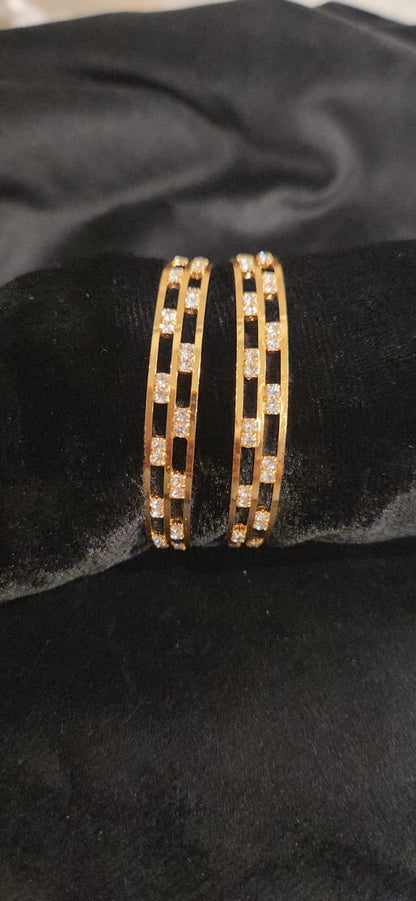 Dazzling Gold Finish Moissanite Kids Bangle