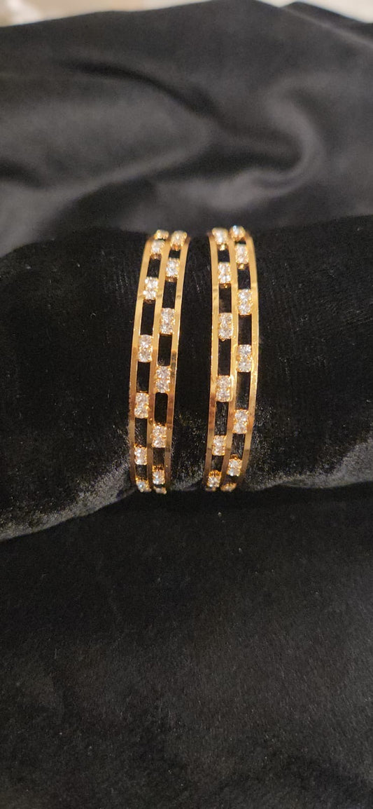 Dazzling Gold Finish Moissanite Kids Bangle