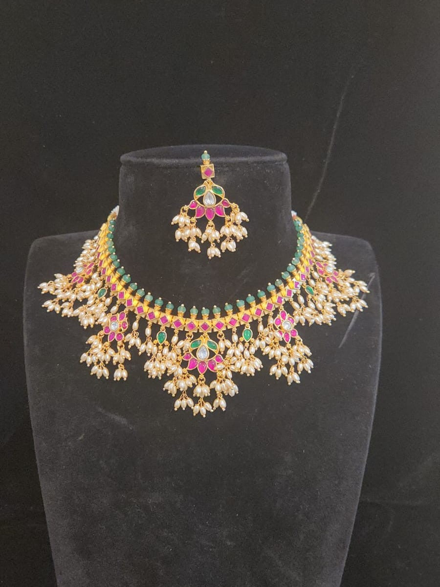 Jadau kundan guttapusalu neckset