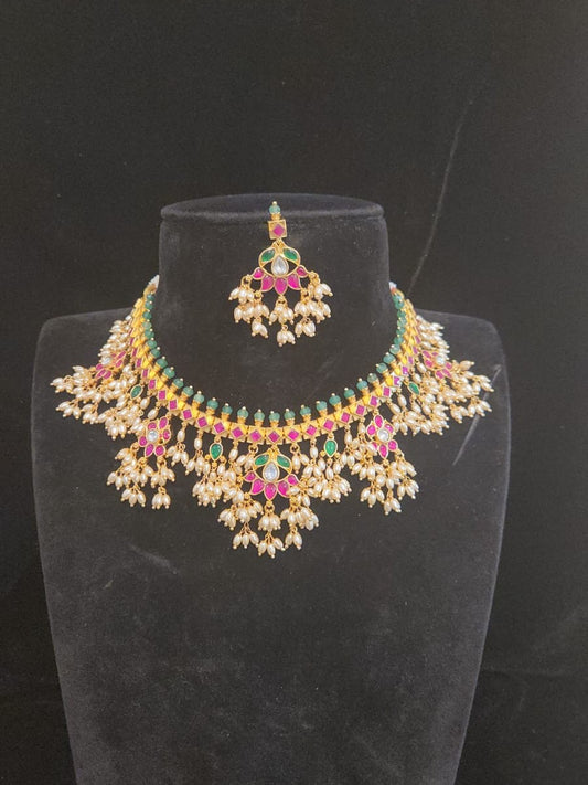Jadau kundan guttapusalu neckset