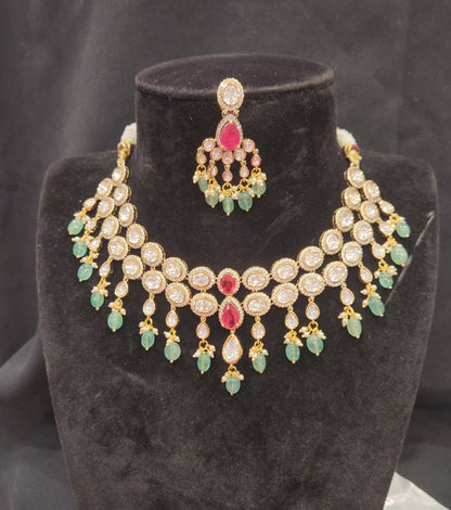 Double Layered Oval Moissanite Necklace