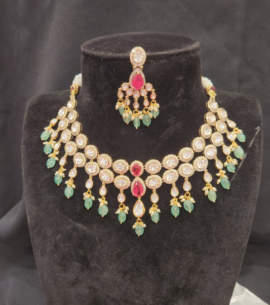 Double Layered Oval Moissanite Necklace