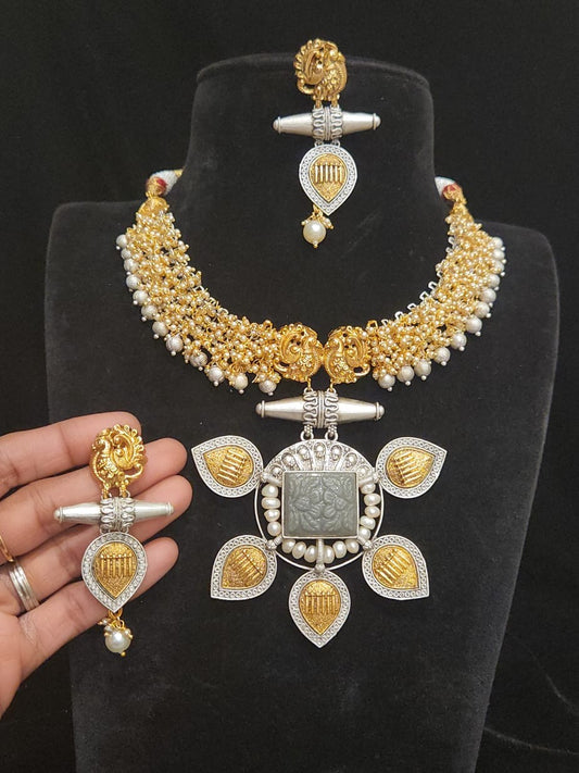 German silver dual tone fusion neck set