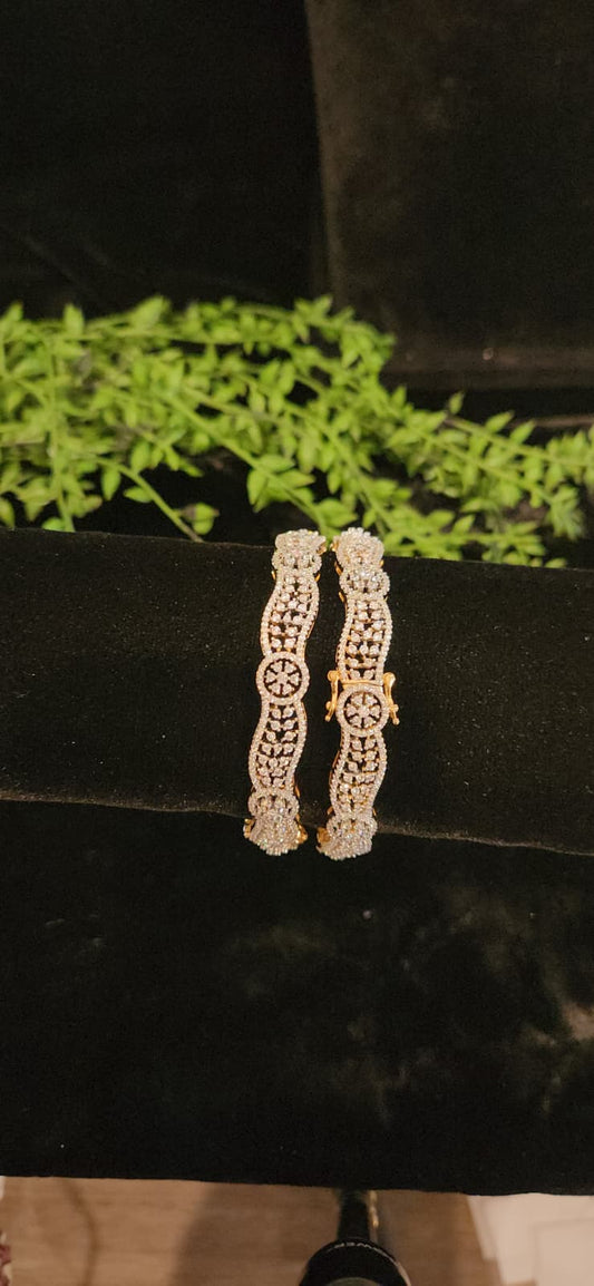 Dazzling floral CZ Bangles in complete white