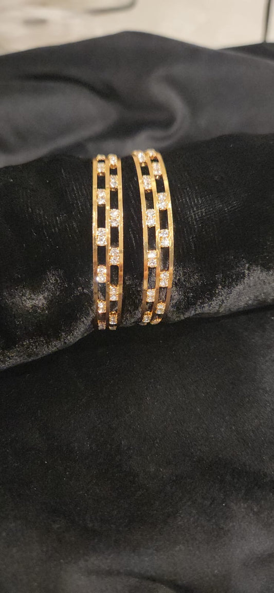 Dazzling Gold Finish Moissanite Kids Bangle