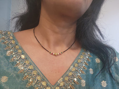 Black Beads Mangalsutra Chain with Multicolor Beads
