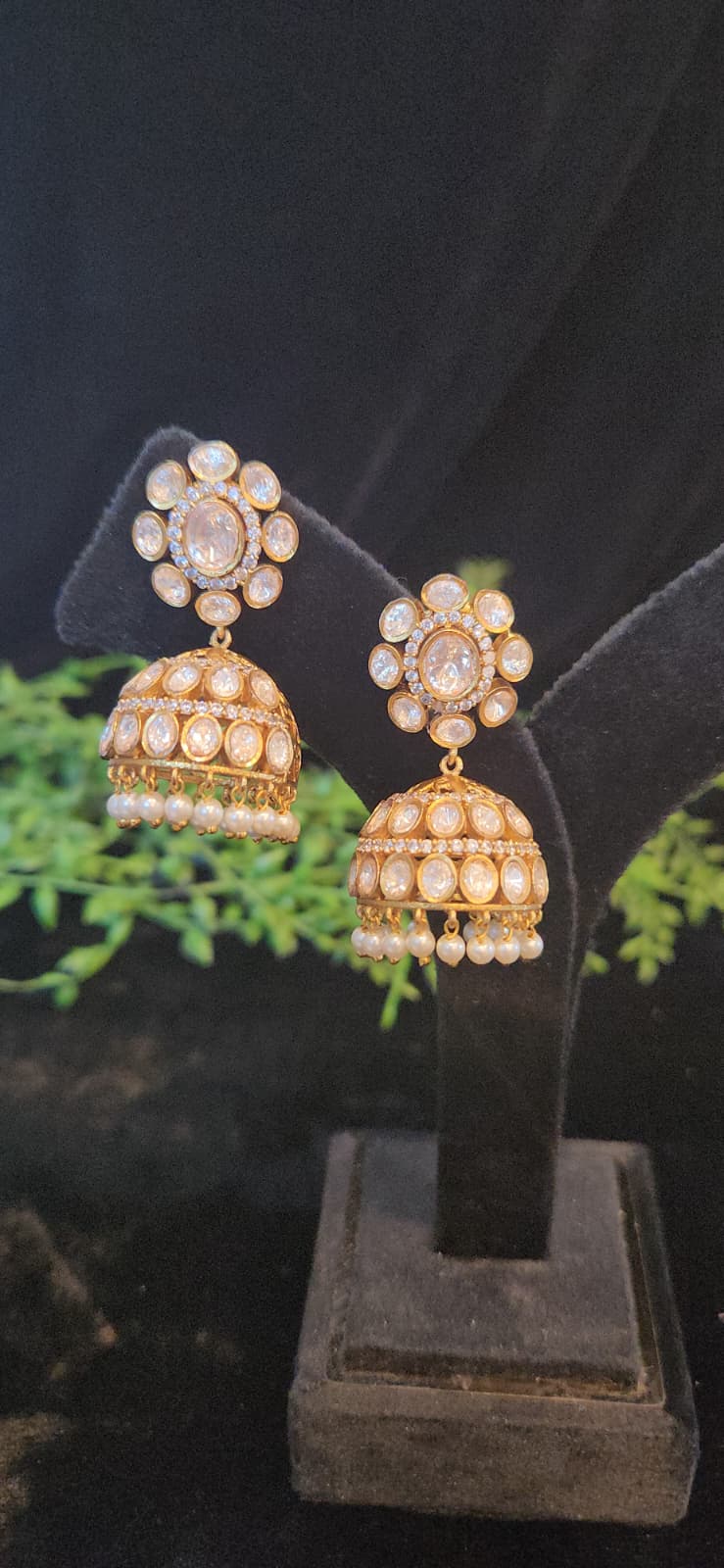 Floral Moissanite Jhumkas