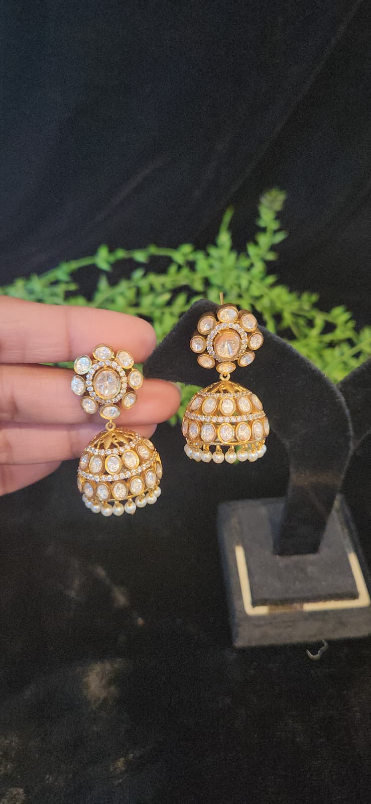 Floral Moissanite Jhumkas