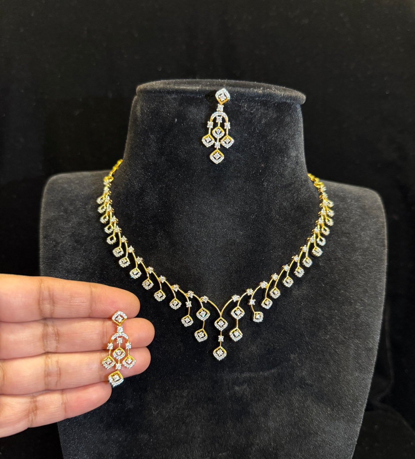 Elegant Diamond Finish CZ Necklace Set