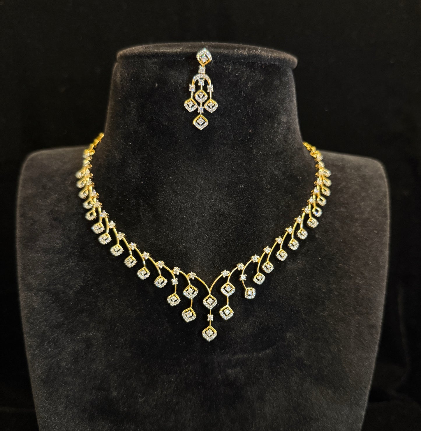 Elegant Diamond Finish CZ Necklace Set